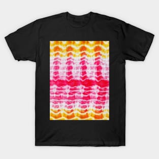 Red and yellow tie dye textile print T-Shirt